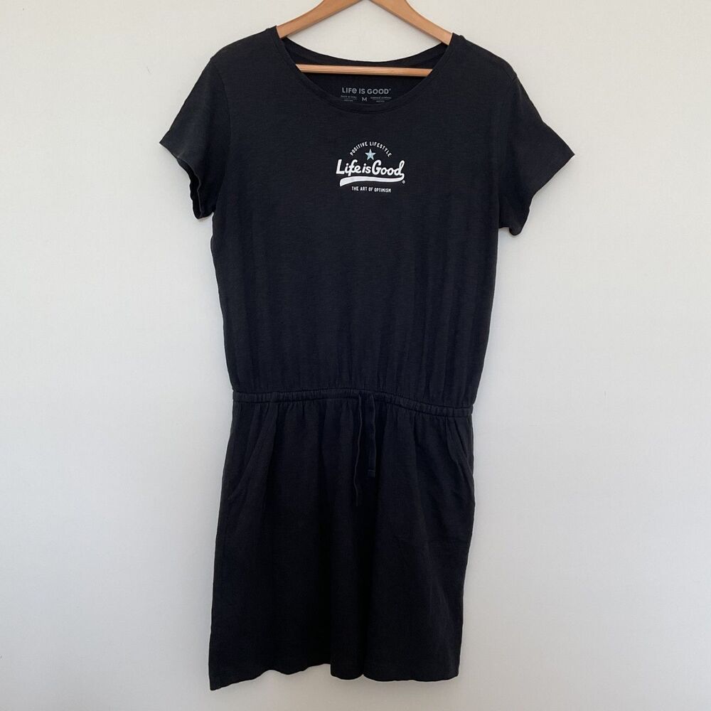 Life is Good Slub Dress M Ballyard Positive Lifestyle The Art Of Optimism Black